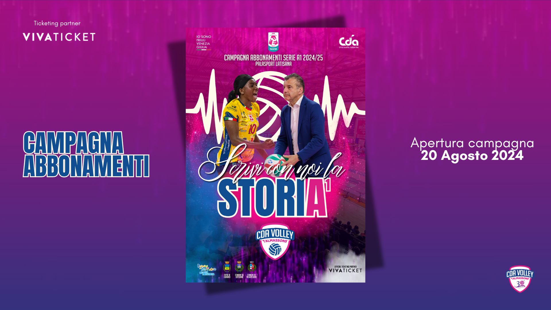 “SCRIVI CON NOI LA STORIA1”: martedì 20 agosto alle ore 12 al via la campagna abbonamenti della Cda Volley Talmassons Fvg per la stagione 2024/25